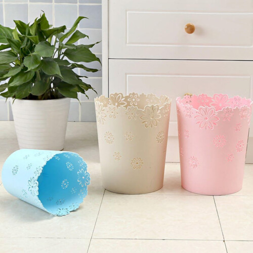 Garbage Container For Office, Easy To Empty Solid Color Trash Can With Strong Loading Capacity For Living Room Bathroom (Blue) 1