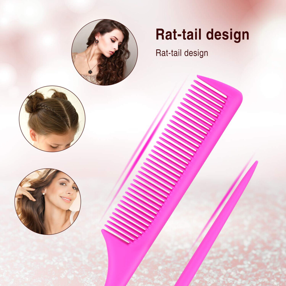 Unisex Rat Tail Comb For Styling And Teasing, Fine Tooth Hair Comb With Long Handle For Sectioning And Parting, Heat Resistant Salon Hair Stylist Tool For