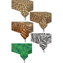Obrus na stôl s leopardím vzorom, téma zoo, džungľa, safari, jednorazový obrus na narodeninovú párty v safari, potlač divých zvierat,