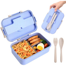 Boîte à lunch compartimentée, boîte bento poétique et fonctionnelle en fibre de blé pour tous, étanche, compatible micro-ondes et