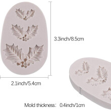 Weihnachtstorten-Dekorationsaufsätze, 3D Mini-Stechpalmenblatt-Silikonform für Fondant, Blütenpaste, geeignet für verschiedene Küchengeräte (4