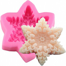 Siliconen fondantvorm voor 3D kerstthema taartdecoratie, sneeuwvlokontwerp, multifunctioneel, gemaakt van voedselveilig siliconen voor gebruik in de