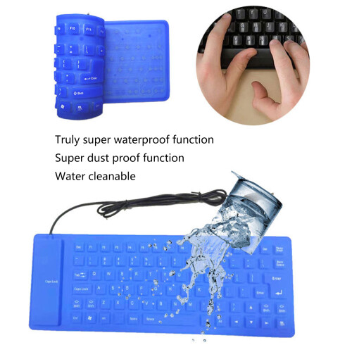 Portable Silicone Keyboards 85Keys Quiet Typing USB Wireds-Blue 2