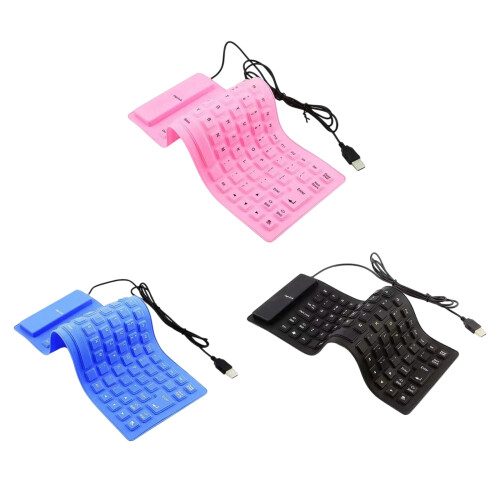 Portable Silicone Keyboards 85Keys Quiet Typing USB Wireds-Blue 1