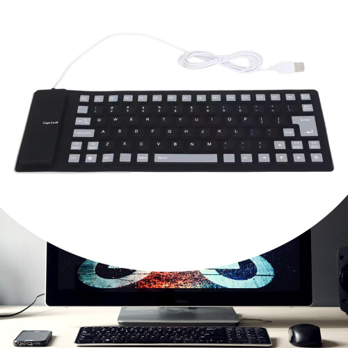 85Keys Foldable Silicone Keyboards USB Wireds Silents Key 2