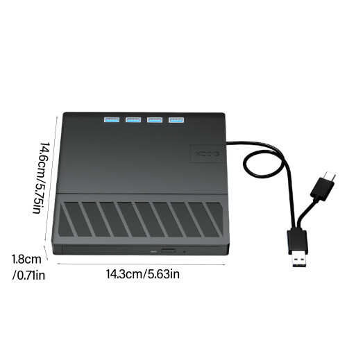 External Disc Drive for Laptop 7 Port USB3.0 Disc Player for 2