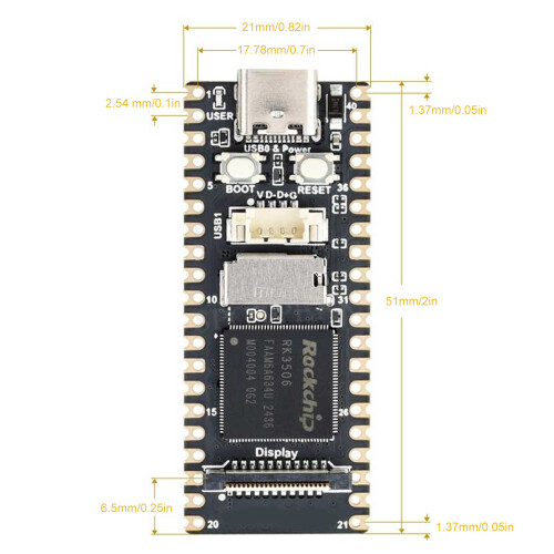 voor Lyra Module Board RK3506G2 Chip-Niet gesoldeerd 1
