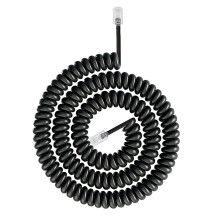 RJ9 RJ11 4P4C Coiled Phone Cord Telephone Line-Black 3 meters