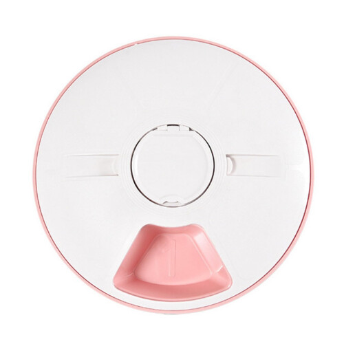 Automatic Pet Feeder with Programmable Timer, 6Meal Portion Control for Cats and Dogs, Pink