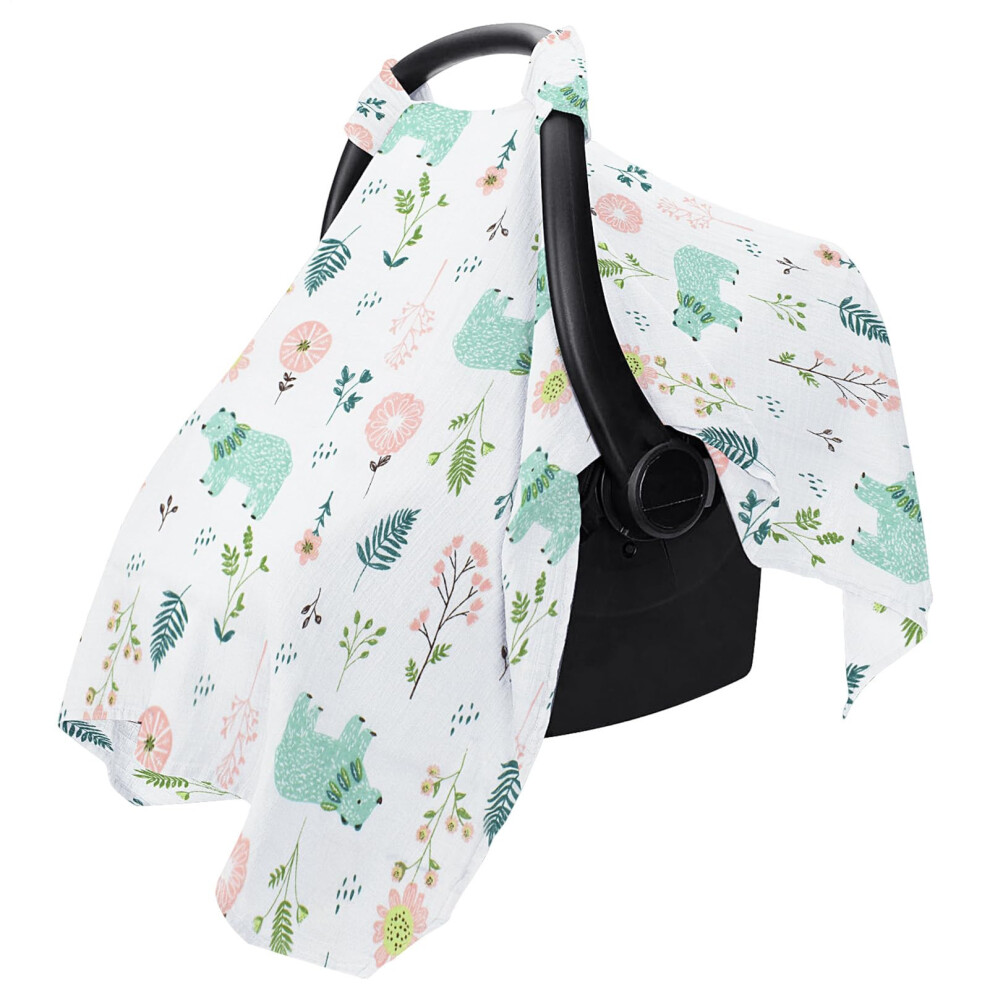 Muslin Cotton Baby Seat Cover  Lightweight Summer Stroller Canopy, Sun Shade