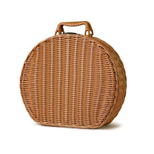 Vintage Picnic Companion, Woven Basket with Liner for Timeless Outdoor Adventures