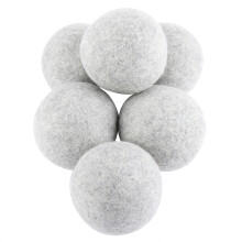 Reusable Organic Wool Dryer Balls, Natural Fabric Softener Alternative, EcoFriendly Laundry Solution, Static Reducer For Quick Drying, White, 6 Pieces