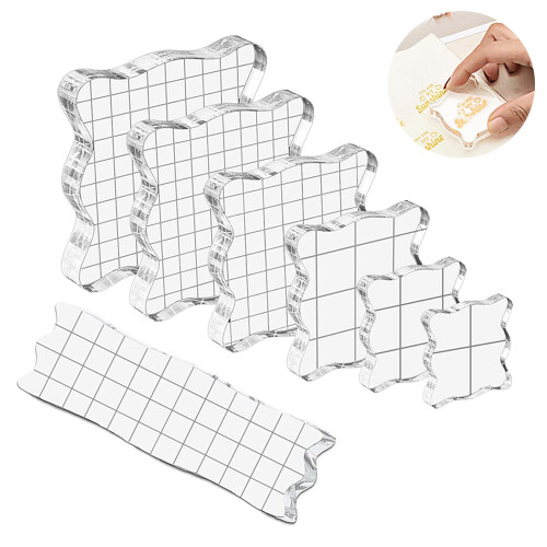 Masterpiece Maker: Clear Acrylic Stamping Blocks, Grid Blocks Tools For Precise Alignment, Comfortable Grip Designed For Endless Craft Projects 1