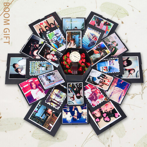 Σετ Scrapbooking DIY με κουτί δώρου Explosion, βιβλίο φωτογραφιών με κρυφή τσέπη έκπληξης,