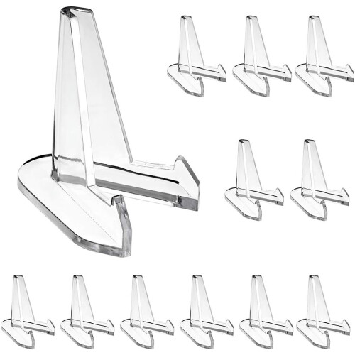Exiba seus tesouros com confiança. Cavaletes multiuso em acrílico transparente com design simples e elegante.