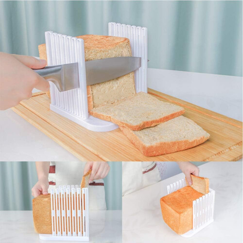 Portion Control Pro, Φορητός Κόφτης Ψωμιού Ασφαλής για Τρόφιμα με Ομοιόμορφες Φέτες για 2