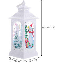 Snow Globe Lantern For Tabletop Decorations, Led Light Vintage Lantern With Christmas Light Up, Battery Operated For Christmas Scenes, Festive