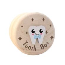 Wood Baby Tooth Holder Travel Friendly Storage For-Blue Elf