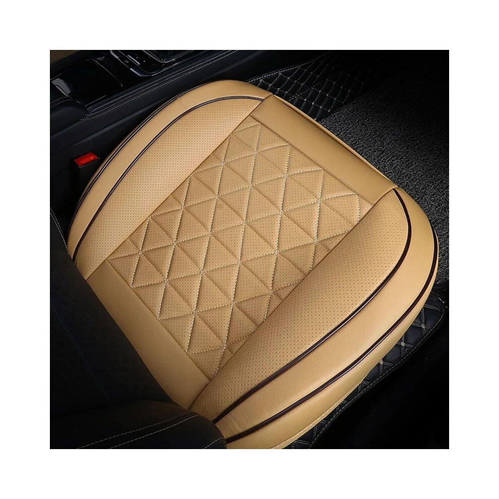 Car Seat Cushion Waterproof Pu Leather Front Cover Universal Protector Massage Comfort 1Pc Beige 9426802628340