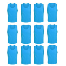 12-Piece Set Professional Football Training Vest Light Blue XL, Breathable Mesh Scrimmage Sleeveless Jerseys for Youth Adult