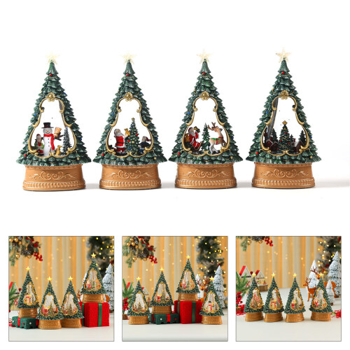 Motorized Snow Globe Electronic Ornament Christmas Tree-C 2