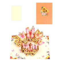 Portable 3D Butterfly Flower Greeting Card-orange seal