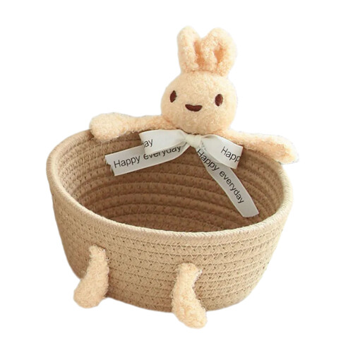 Artisanal Cotton Rope Storage Boxes Space-khaki rabbit small