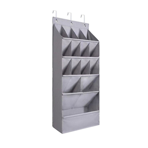 Space Saving Over Door Shoe Holder Maximized-Gray 15 grid 1