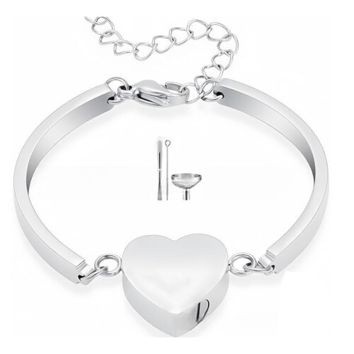 Commemorative Heart Cremation Bracelet Ashes Holders Pet-silver
