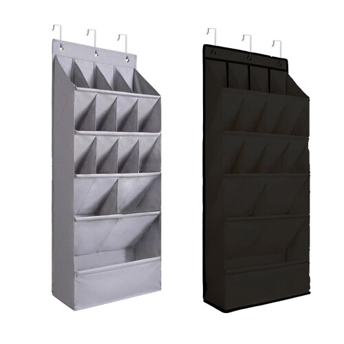 Space Saving Over Door Shoe Holder Maximized-Gray 15 grid 1 1