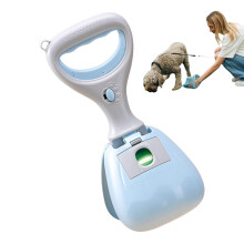 Dog Poop Scooper with Bag Dispenser, Ergonomic Grip, WideCaliber Scoop for Yard and Park, Blue