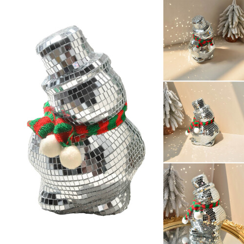Sparkling Snowman Shape Figurine Statue Reflective Discos 1