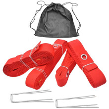 Beach Volleyball Line with Ground Nail, Drawstring Bag, and Court Cord for Outdoor Grass, Red Color, Durable Supplies