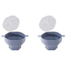 Microwave Popcorn Maker Set, Foldable Silicone Bowls with Lid and Handles, Gray, Microwave Safe