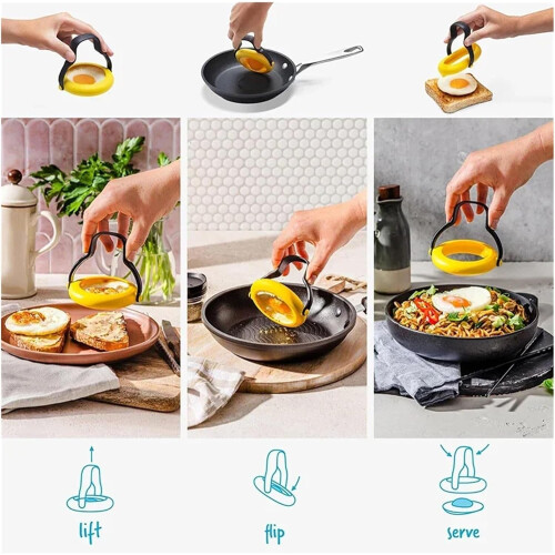 Silicone Egg Ring Set 4pcs Non Stick Mold with Heat Resistant Handle for Easy Breakfast Cooking 1