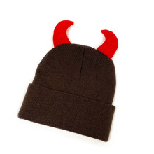 Chapeau de crâne en corne de diable pour adultes, unisexe,-brun