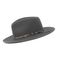 Chapeau Vintage pour adultes, chapeau Jazzy, ceinture en-Gris