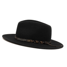 Chapeau de monsieur Vintage avec ceinture en cuir, chapeau-Noir