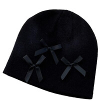 Chapeaux tricotés avec ruban, bonnets tricotés pour femmes,-Noir