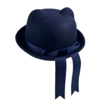 Chapeau cloche fait à la main-Oreilles de chat bleu marine r S