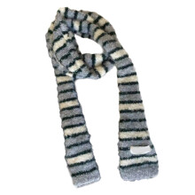 Écharpe en fourrure pour femmes, longue ceinture-Gris clair