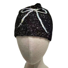 Chapeau à motif de nœud papillon-noeud à paillettes noir