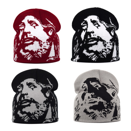 Bonnet en tricot, bonnets, pull, casquettes de crâne-Gris 1