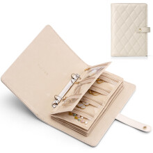 Teacher Gifts for Women, Travel Jewelry Organizer Case with Clear Zipper, Velvet Pouches for Rings, Necklaces, Earrings - Cream White