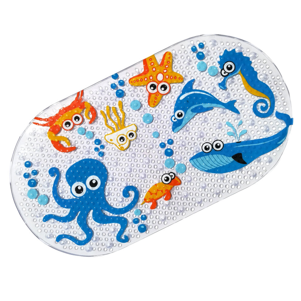 AntiSlip Baby Bath Mat with Suction Cups, BPA Mold Resistant Octopus Design 38x70CM