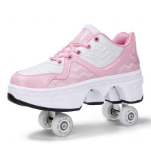 4 Wheel Adjustable Roller Skates Hidden Wheel for Running Shoes for Playing for Men, Women, and Children 35