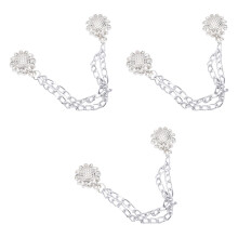 3 Pcs Pants Clips Magnetic Clothing Clips with Chain-silver