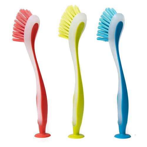 3Pieces Kitchen Scrub Brushes with Strong Suction Cup Base