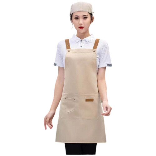 Kitchen Apron Splashproof Design Comfort Adjustable Strap-Khaki
