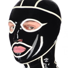 SM Latex Hood Rubber BDSM Fetish Hood with Back Zipper for Christmas Club Cosplay Costumes M Size 65CM